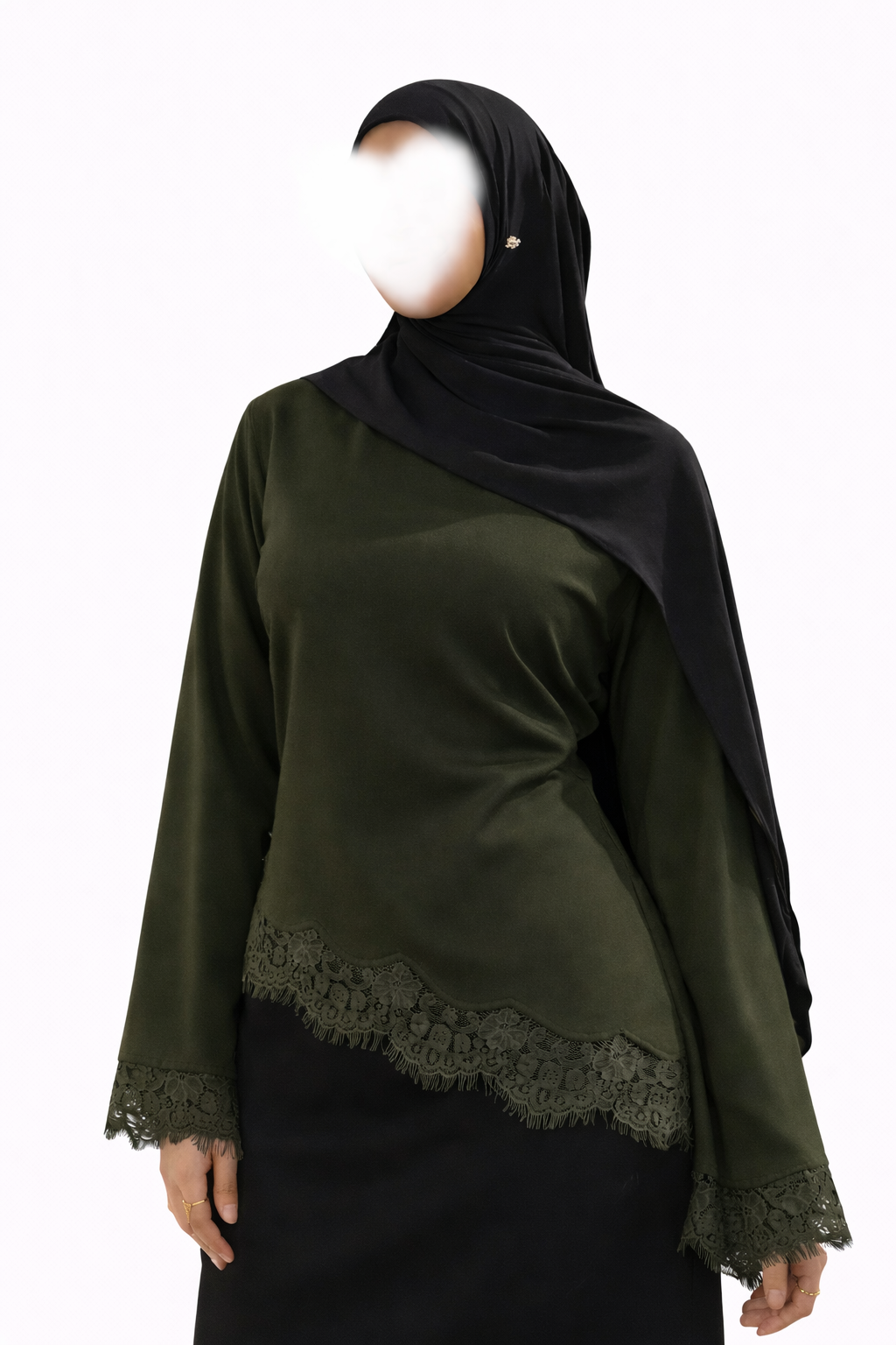 Satin Oberteil mit Spitze