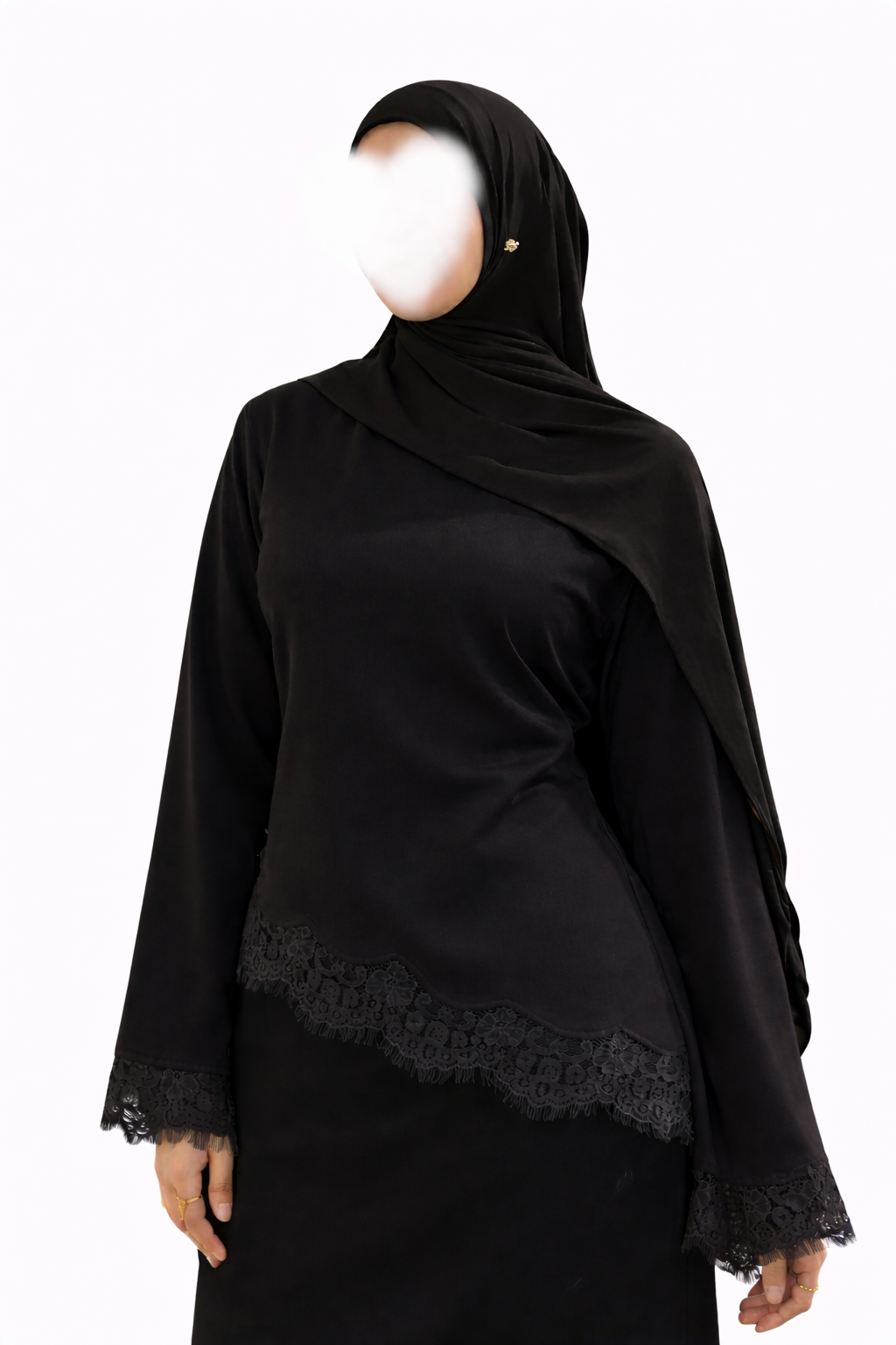 Satin Oberteil mit Spitze