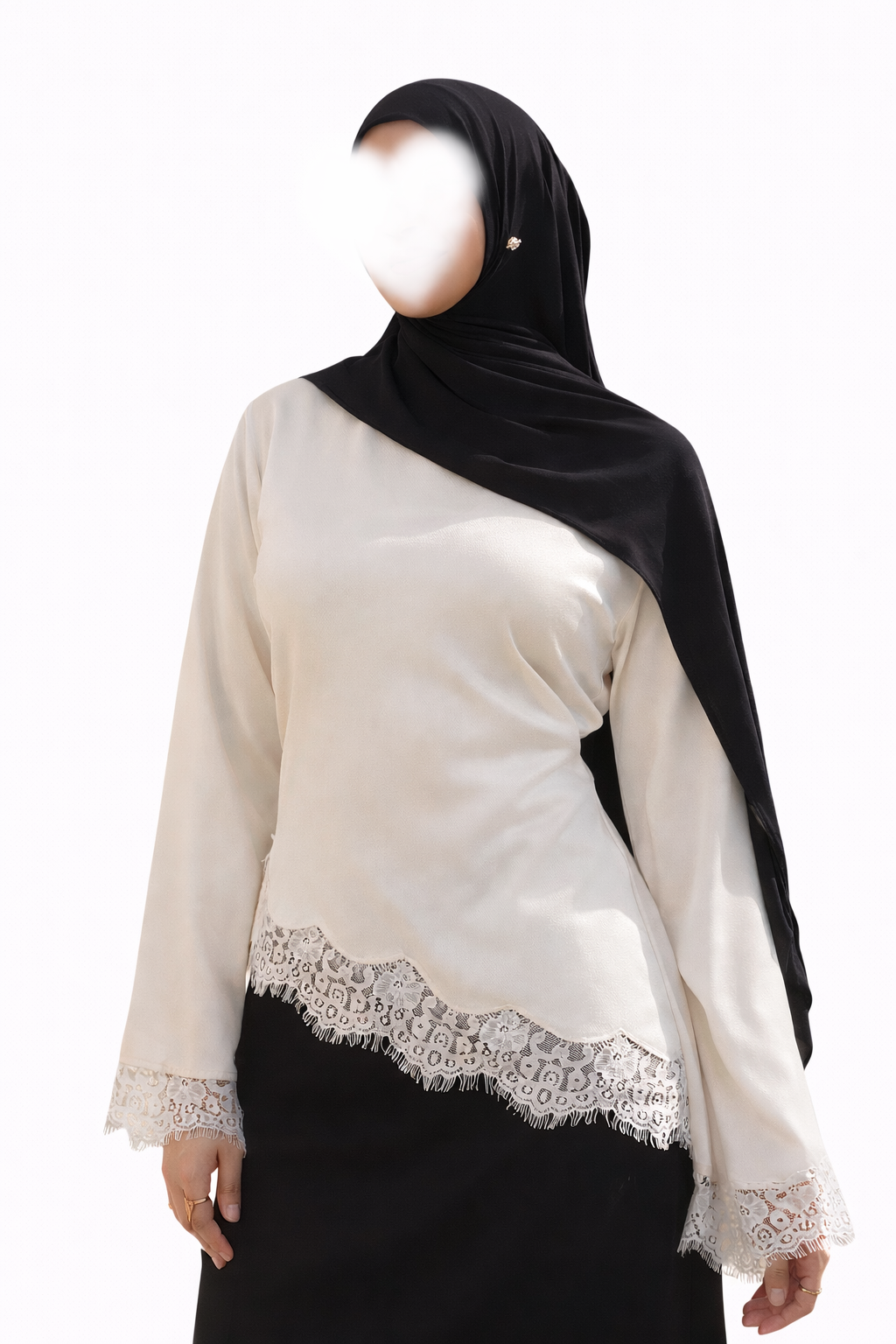 Satin Oberteil mit Spitze