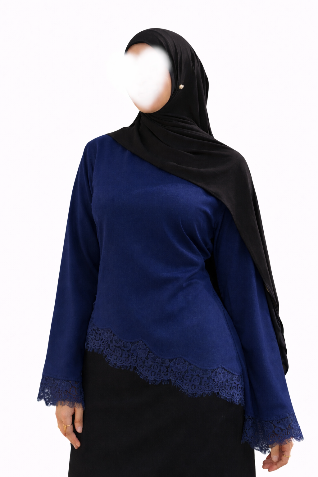 Satin Oberteil mit Spitze