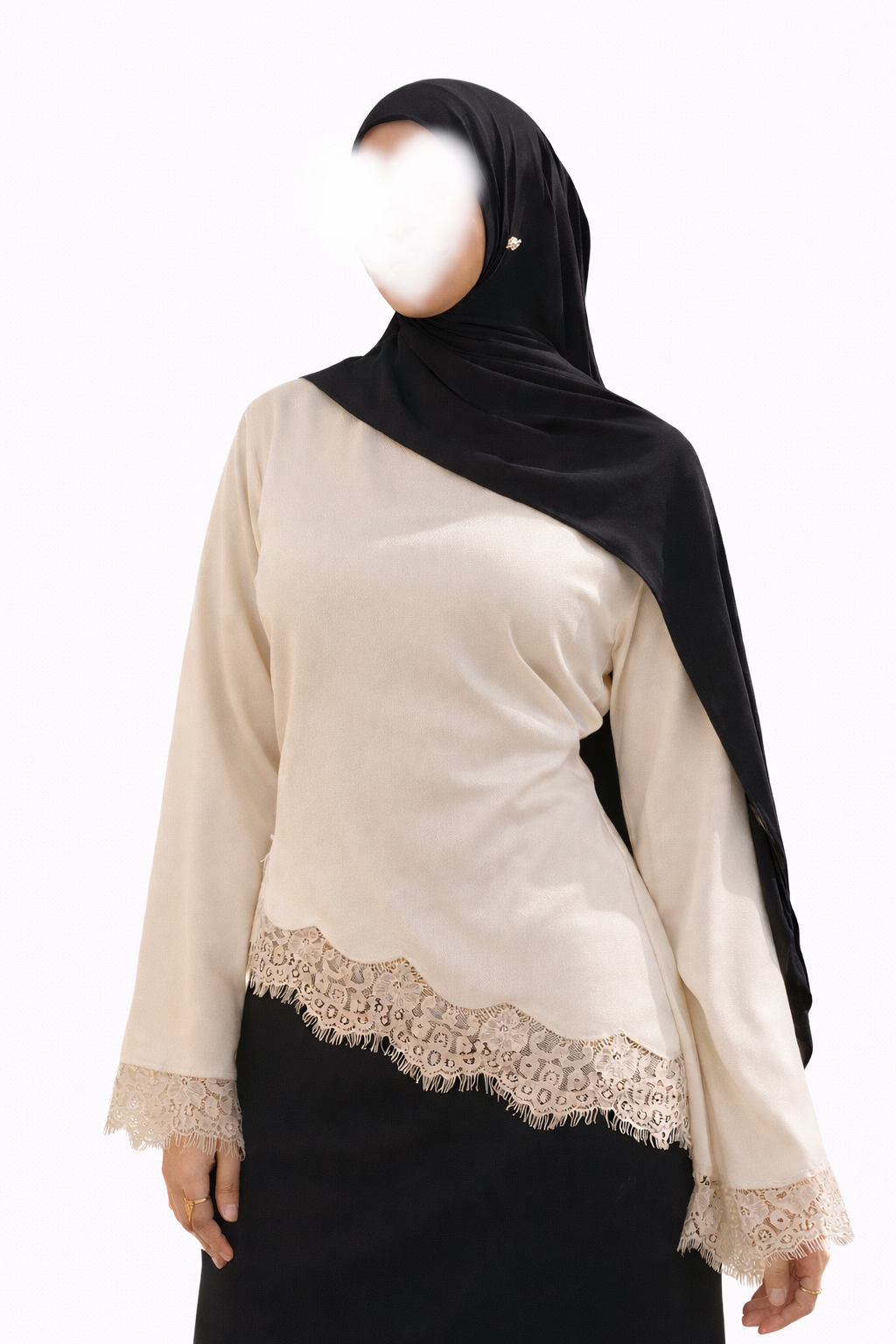 Satin Oberteil mit Spitze