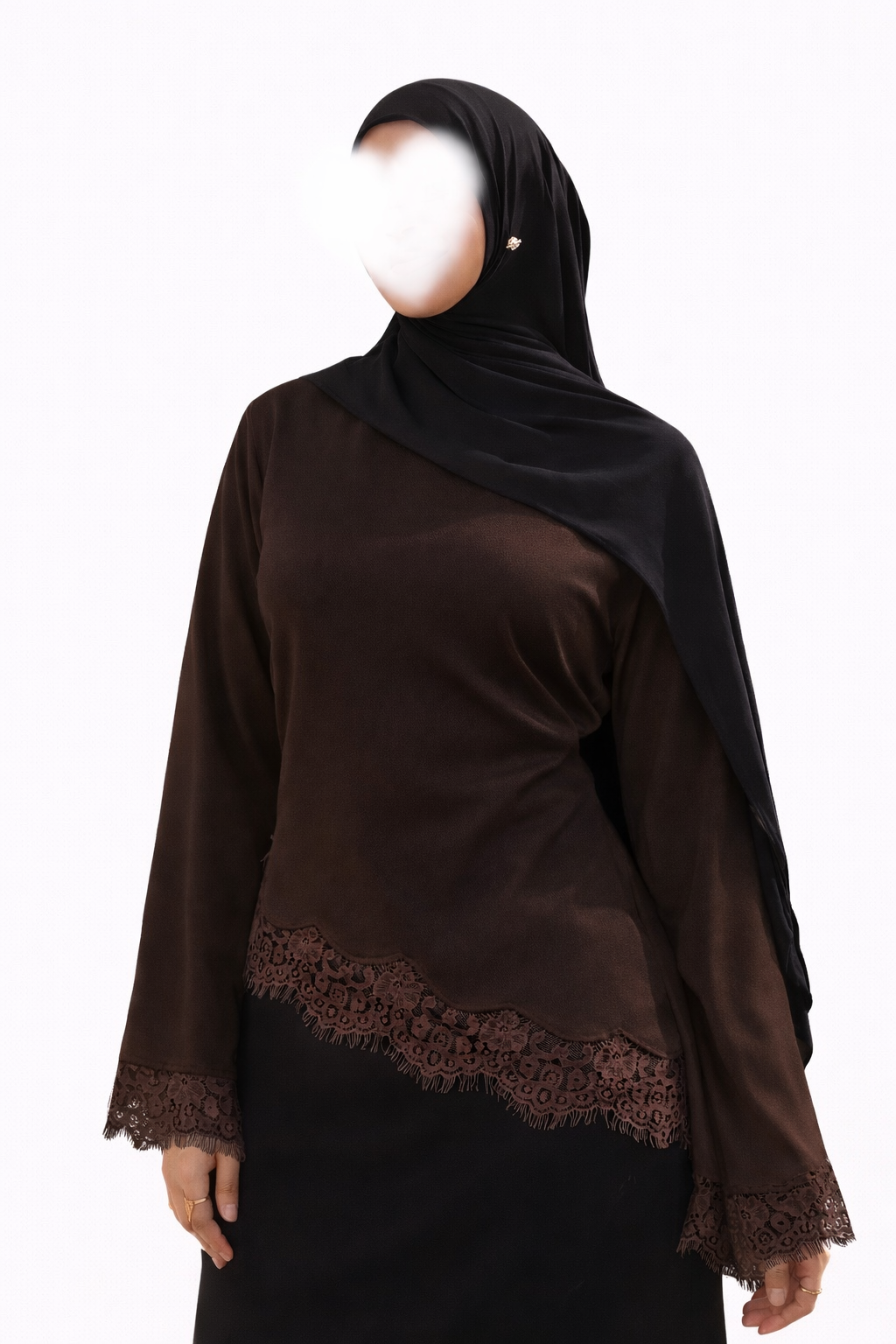 Satin Oberteil mit Spitze