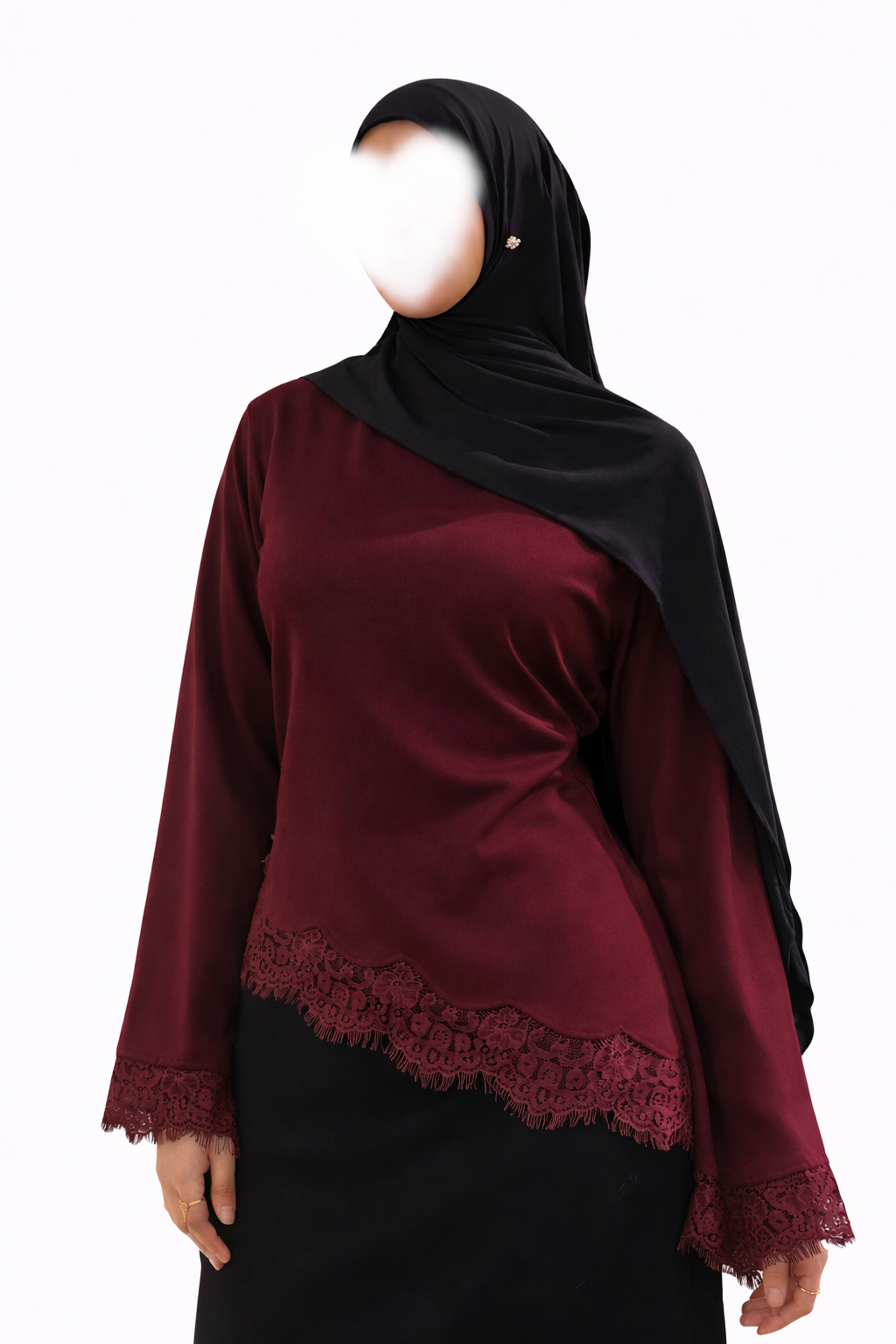 Satin Oberteil mit Spitze